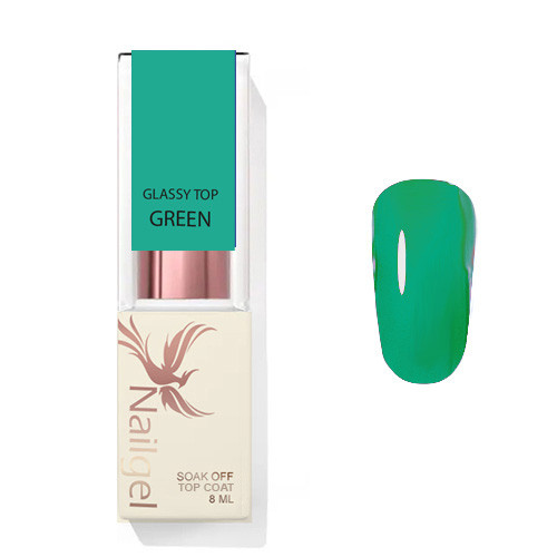 Glassy Top Coat -  GREEN -- Lesk gél 8ml