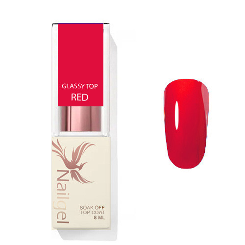 Glassy Top Coat- - RED- Lesk gél 8ml