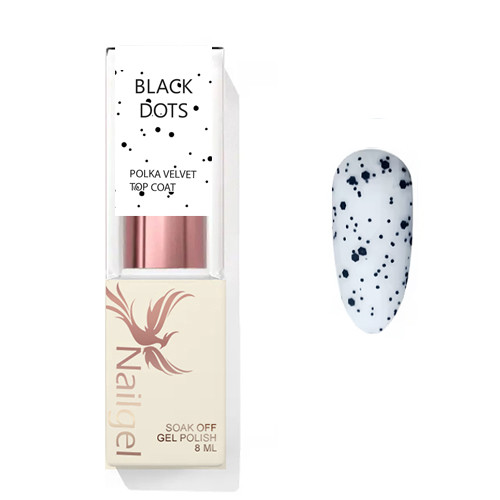 Polka  Velvet Top Coat - Black dots  - Lesk gél 8ml